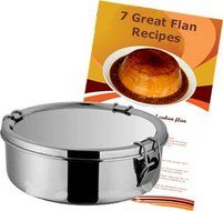 Flan Mold Stainless Steel. 1.5 quart capacity, 7 flans recipes included N2