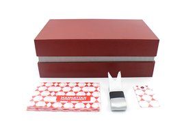 Fancy Gift Box Kit with Lid and Ribbon | Tissue Paper &amp; Tag, Red Canvas Exterior | Complete Gifting Set | Decorative... N7
