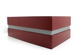 Fancy Gift Box Kit with Lid and Ribbon | Tissue Paper &amp; Tag, Red Canvas Exterior | Complete Gifting Set | Decorative... N8