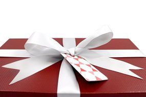 Fancy Gift Box Kit with Lid and Ribbon | Tissue Paper &amp; Tag, Red Canvas Exterior | Complete Gifting Set | Decorative... N9