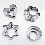 Y&XL&H 12pc stainless steel cookie cutter round stars heart flower shaped biscuits mold for DIY cake kitchen tools N2