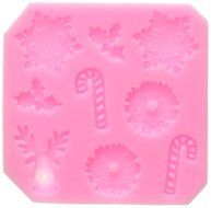 Longzang No.535 Christmas Fondant Silicone Sugar Craft Mold, Mini, Pink