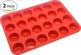 LUXEHOME 24 Cup Non-stick Silicone Muffin Tray &amp; Cupcake Moulds, 2 Per Pack N5