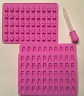 ROSE PINK 3 PACK - 150 COUNT - SILICONE GUMMY BEAR MOLDS WITH BONUS EASY APPLICATOR N7