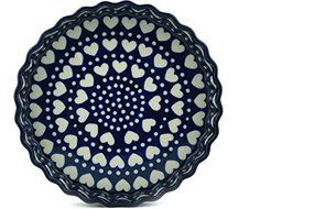 Polish Pottery Fluted Pie Dish 8-inch Heart To Heart N4