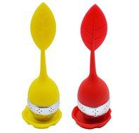 Astra Gourmet 5-Pack Silicone Tea Infuser Handle Stainless Steel Strainer filter Infuser with Drip Tray for Loose... N2