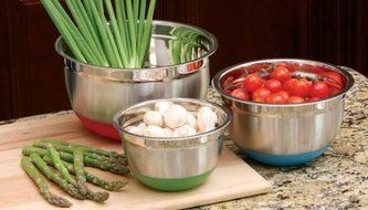 Cookpro 797 Steel Mixing Bowl 3pc Set Colorful Non Skid Base