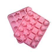 Yunko Silicone Cake Mold 20-cavity Lollipop Party Cupcake Baking Mold Cake Pop Stick Mold Tray Pink