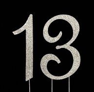 Large 13th Birthday Number Cake Topper with Sparkling Rhinestone Crystals - 4 1/2" Tall - Cake Decoration Jewelry