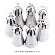 YOUKEE 3PCS New Arrival Unique Sphere Ball Design Small Russian Icing Piping Nozzles with a Tri-color Coupler N7