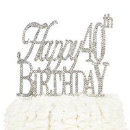 40 & Fabulous Cake Topper for 40th Birthday Silver Metal Party Decoration Ideas (40 and Fabulous Silver) N20