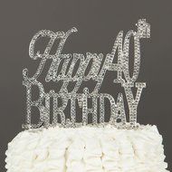 40 & Fabulous Cake Topper for 40th Birthday Silver Metal Party Decoration Ideas (40 and Fabulous Silver) N21