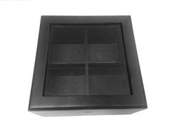 Black Wooden 4 Compartment Tea Display Storage Chest,This elegant tea chest has a black matt finish. There are...