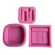 FLY 3PCS Makeup Tools Loose Powder Eye Shadow Design Cake Mold,Pink N2
