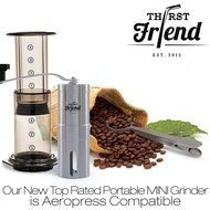 Thirst Friend MINI Manual Coffee Grinder With Free Cleaning Brush &amp; Waterproof Travel Pouch. Top Rated Portable... N9