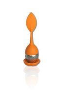 Silicone Loose Leaf Tea Infuser - Tea Ball Filter - Leaf Handle and Drip Tray - Multiple Colors (Orange, 1)