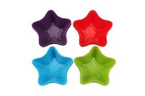 Trustworthy Buy 12-pack Reusable Silicone Star Shape Baking Cups / Cupcake Liners - Blue/Green/Red/Purple N3