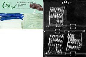 Cybrtrayd P010 Flag Lolly Chocolate Candy Mold with Exclusive Cybrtrayd Copyrighted Chocolate Molding Instructions... N10