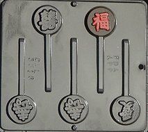 Chinese Symbols - Luck , Double Happy, Long Life Lollipop Chocolate Candy Mold 3318
