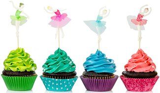 Alchik Ballerina Cupcake Toppers (24-Pack) &ndash; Dessert Birthday Decorations, Party Favors &ndash; Cute Baking Supplies... N3