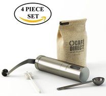 SALE NOW Quantahome Manual Coffee Grinder adjustable ceramic burr with Bag, Brush &amp; Scoop. Stainless Steel-Best... N8
