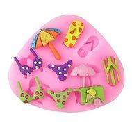 Y&XL&H Swimwear Slippers Umbrella Baking Fondant Cake Choclate Candy Mold,L8.4cmW7.3cmH0.8cm N3