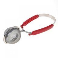 Stainless Steel Spoon Type Tea Infuser Strainer with Red Squeeze Handle N2