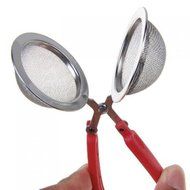 Stainless Steel Spoon Type Tea Infuser Strainer with Red Squeeze Handle N3