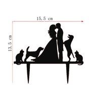 Ecape Acrylic Cake Topper of Engagement and Wedding with Bride and Groom and Their Lovely Cat Pack of 1 N11