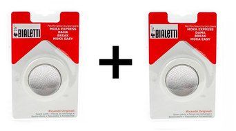 Bialetti 1 Cup Stovetop Moka Express Replacement Filter &amp; Gasket Seals (2-Pack)
