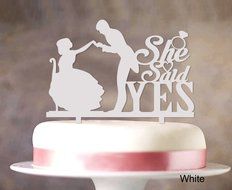 She Said Yes Wedding Cake Topper Custom Name Cake Topper Color Option Available 6&quot;-7&quot; Inches Wide N26
