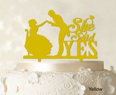 She Said Yes Wedding Cake Topper Custom Name Cake Topper Color Option Available 6&quot;-7&quot; Inches Wide N27