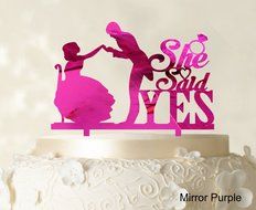 She Said Yes Wedding Cake Topper Custom Name Cake Topper Color Option Available 6&quot;-7&quot; Inches Wide N28