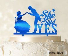 She Said Yes Wedding Cake Topper Custom Name Cake Topper Color Option Available 6&quot;-7&quot; Inches Wide N29