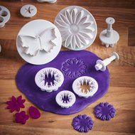 DRFUNDA 33 Pcs Plunger Cutters Sugar Craft Cake Decorating Set (Heart, Veined Butterfly, Star, Daisy, Veined Rose... N3
