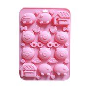 Yunko 12 Cavity Pig Silicone Chocolate Fudge Dessert Candy Jelly Mold