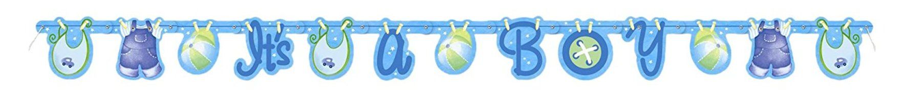 Cardboard Blue Clothesline Boy Baby Shower Cake Bunting Topper N13