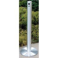 Glaro Floor Standing Smoker's Post in Satin Aluminum, 3-1/2 inch Dia x 42 inch H, 14 inch Base, Shown in Satin...