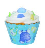 Cardboard Blue Clothesline Boy Baby Shower Cake Bunting Topper N18