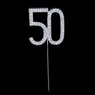 50th Anniversary Birthday Cake Topper w/Rhinestone Party Decoration N4