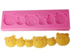 FOUR-C Chocolate Moulds 3D Bears Fondant Molds Cupcake Supplies Color Pink