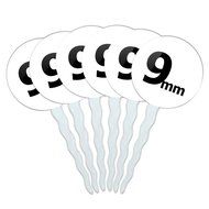 Set of 6 Cupcake Picks Toppers Decoration Guns Weapons Military - Handgun Weapon Black on White N13