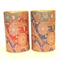 Japanese tea tin Mizunishiki double lid [red] (150g)