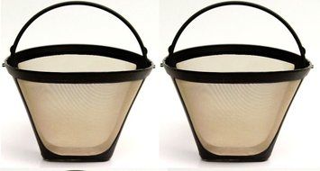 2 PACK Universal Gold Tone Permanent #4 Cone Coffee Filter Cuisinart, Krups 214