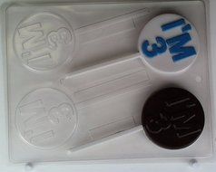 Round w/ "I'M 3" N003 Numbers Chocolate Candy Molds