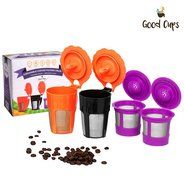 GoodCups 2 Reusable K-Carafe and 2 Single Refillable K-Cup Coffee Filters Accessories for Keurig 2.0 N2