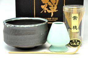 Japanese Mino Yaki ware Matcha Bowl And Tea Ceremony Set Green Tea 12.3 / 12.3 / 7.2cm (4.8 / 4.8 / 2.8inch)[7436] N5