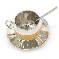 Coffee Cup Set Yummy Sam Stainless Steel 140ml Coffee / Milk Cup with Spoon and Saucer Double Wall Beverage Mug... N9