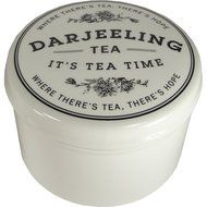 Darjeeling-Round Stoneware Vintage Style Tea Container