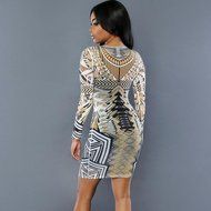 Morecome Women Bodycon Slim Long Sleeve Party Cocktail Pencil Mini Dress (M, Multicolor) N11